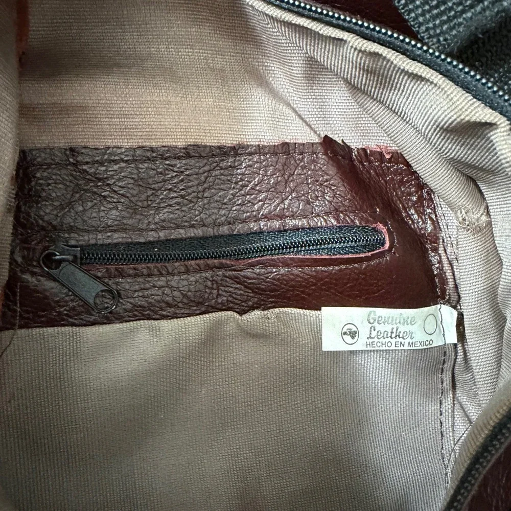 Unbranded Genuine Leather Sling Backpack Brown Convertible Crossbody Bag Mexico
